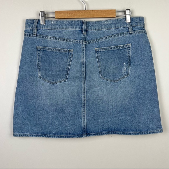 Jeanswest Women’s Mini Denim Skirt A-Line High Waist Distressed Blue Size 16 - Picture 6 of 12